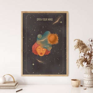 Kosmische Wandkunst, Hippie 70er Jahre Home Dekor, 60er Retro Wandkunst, Vintage Poster, Psychedelische Wandkunst, Meditation Wandkunst, spirituelles Poster