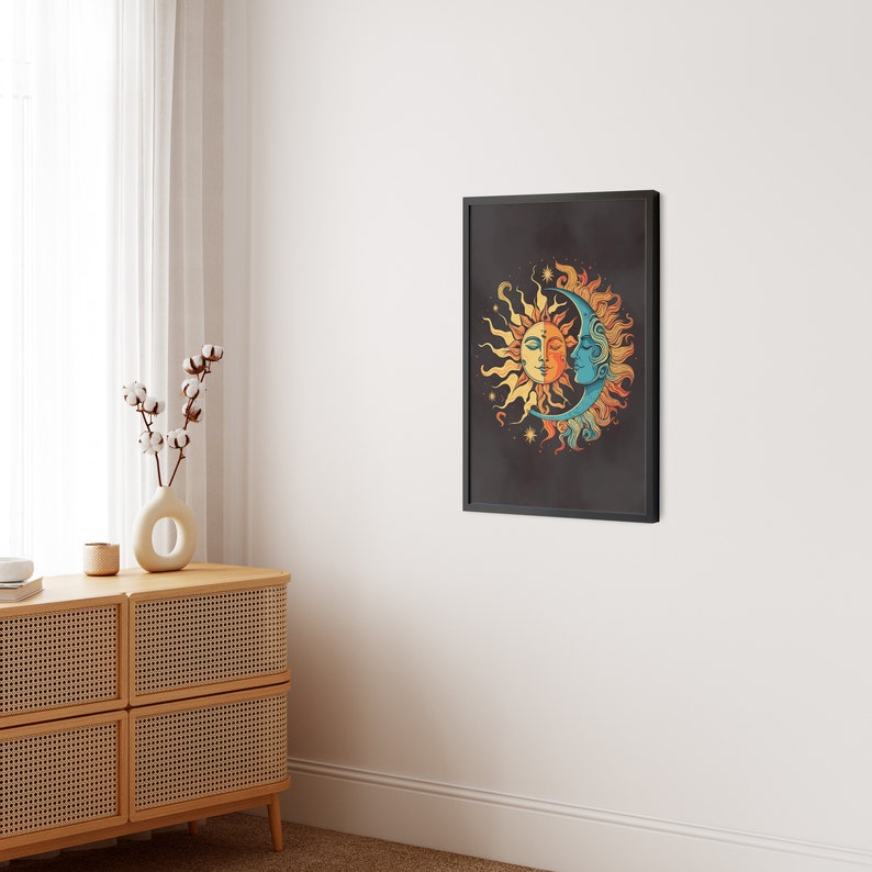 Sun and Moon Wall Art Poster, Cosmic Wall Art Decor, Celestial Art ...