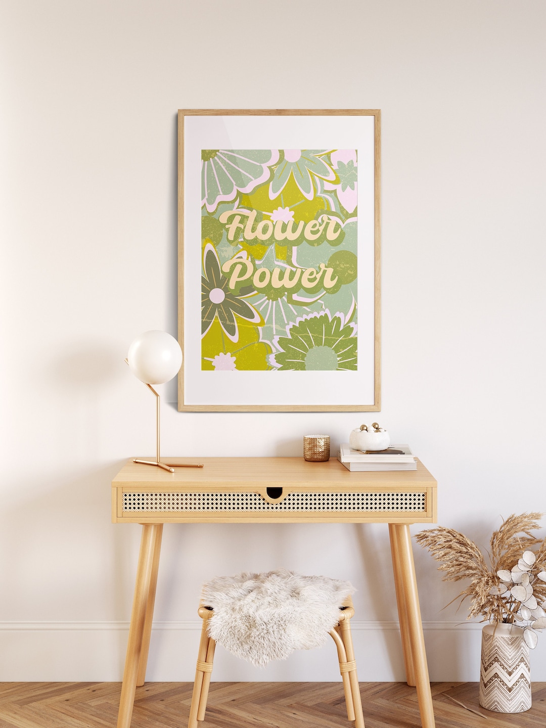 Flower Power Wall Art, Vintage Poster, Retro Wall Decor, Hippie Wall ...