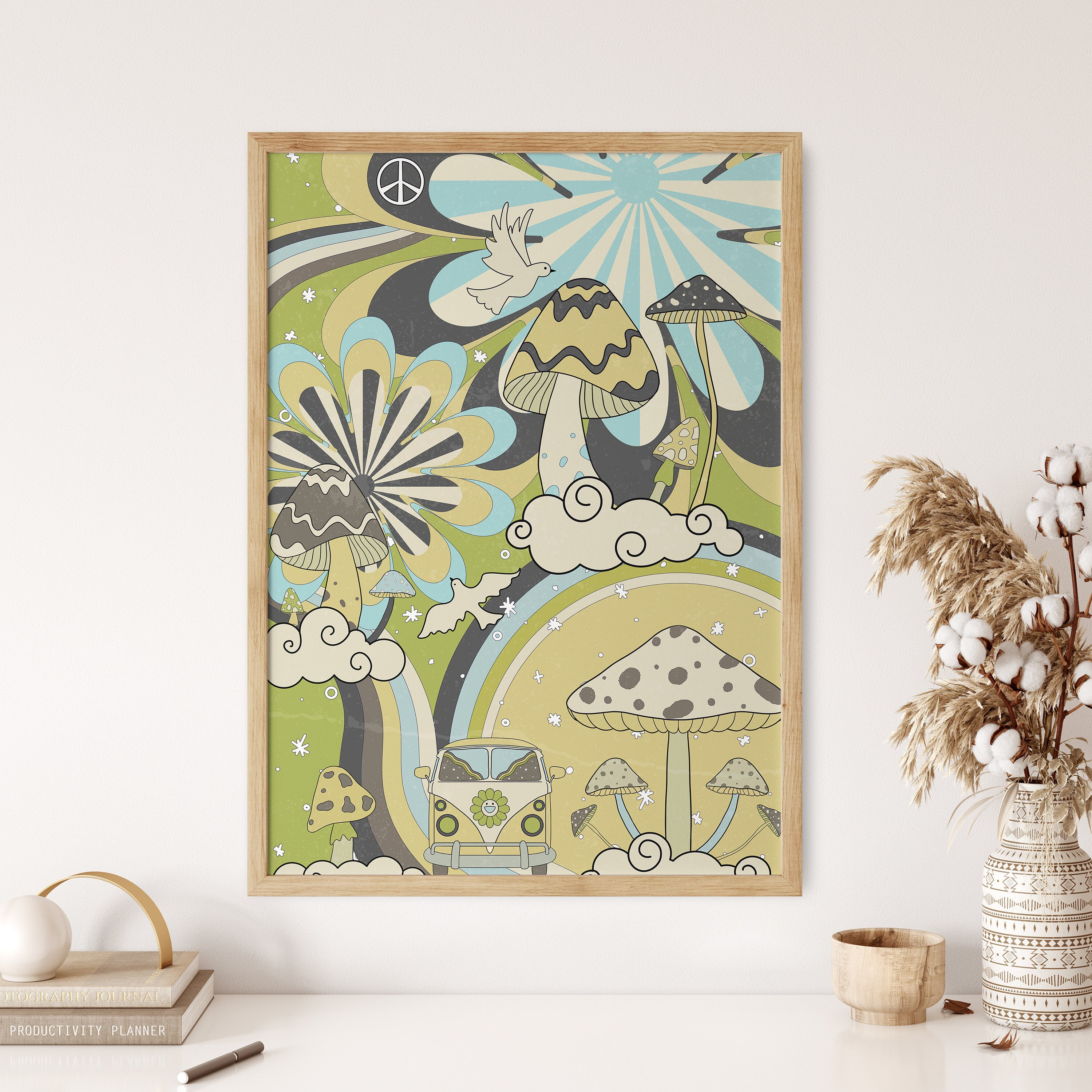 70s Mushroom Wall Art Groovy Wall Decor 70s Psychedelic Art - Etsy