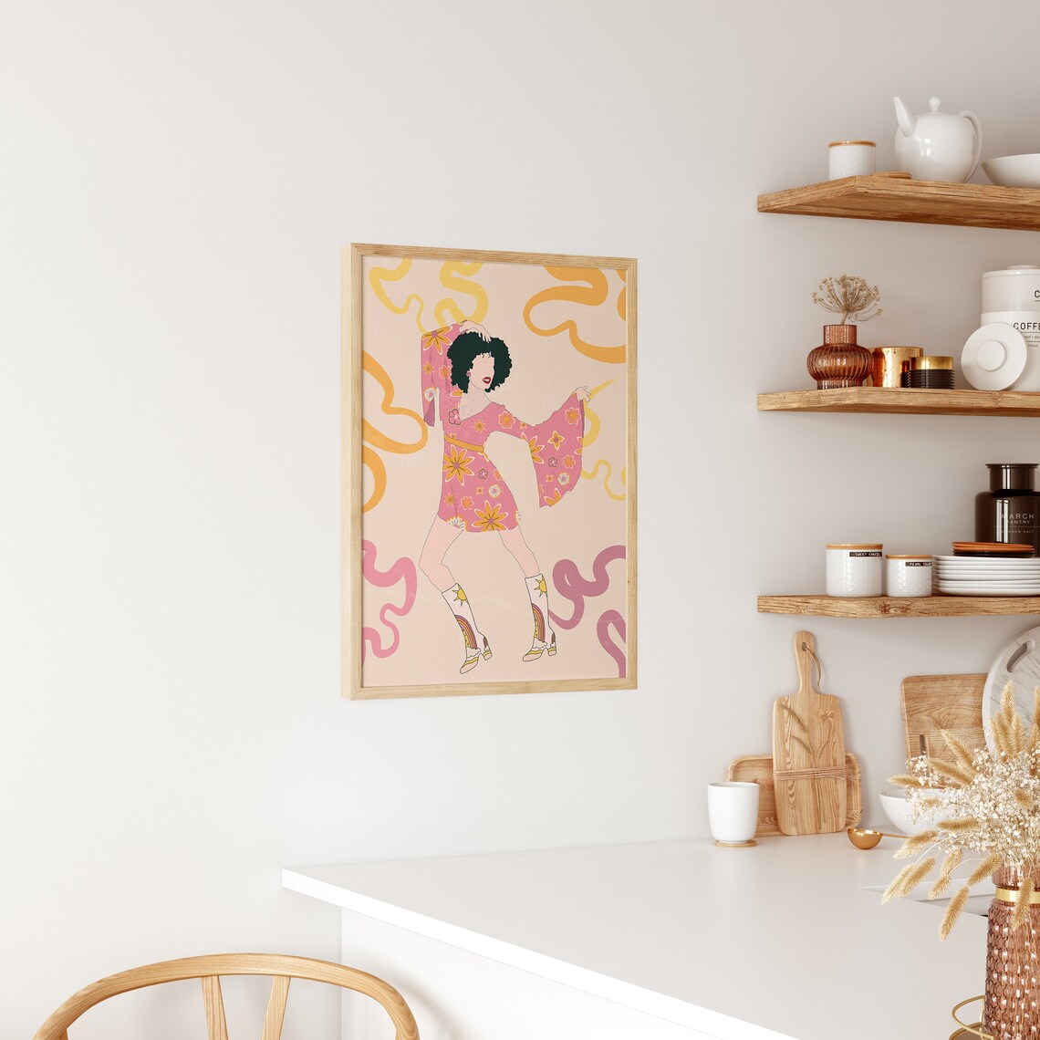 70s Wall Art Hippie Girl Wall Decor 60s Wall Hanging Etsy