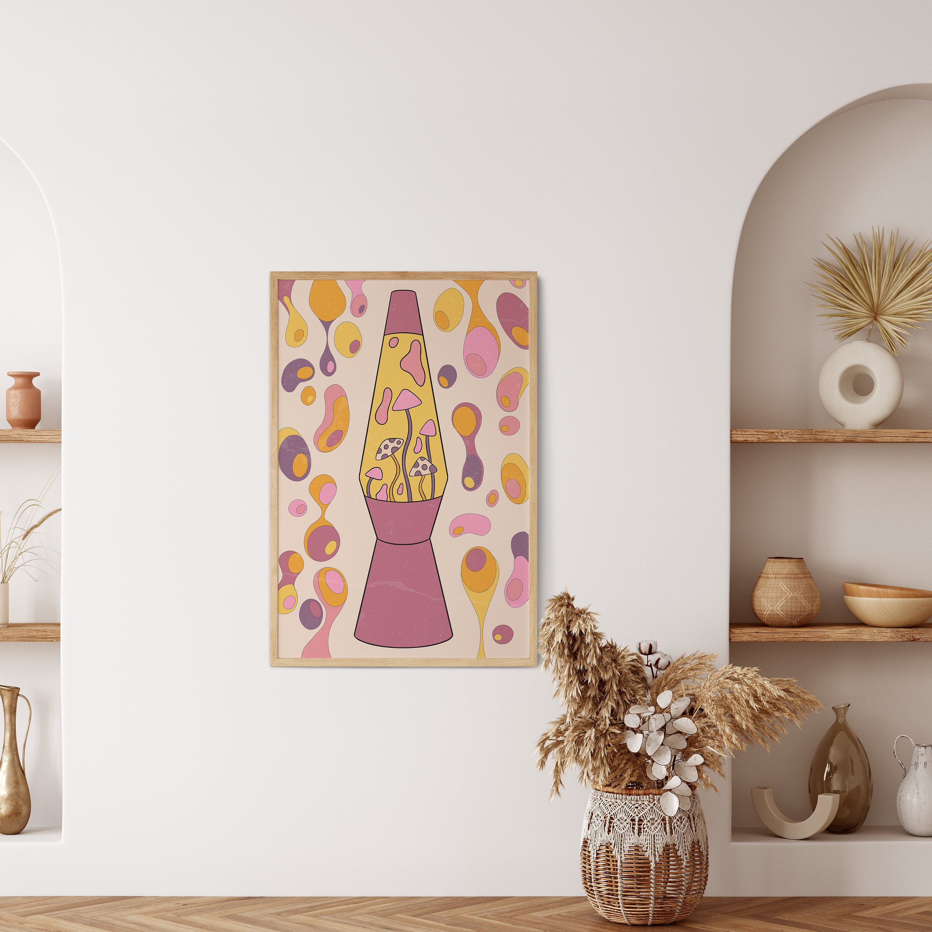 Lava Lamp Wall Art, Mushroom Wall Decor, 70s Wall Decor, Groovy
