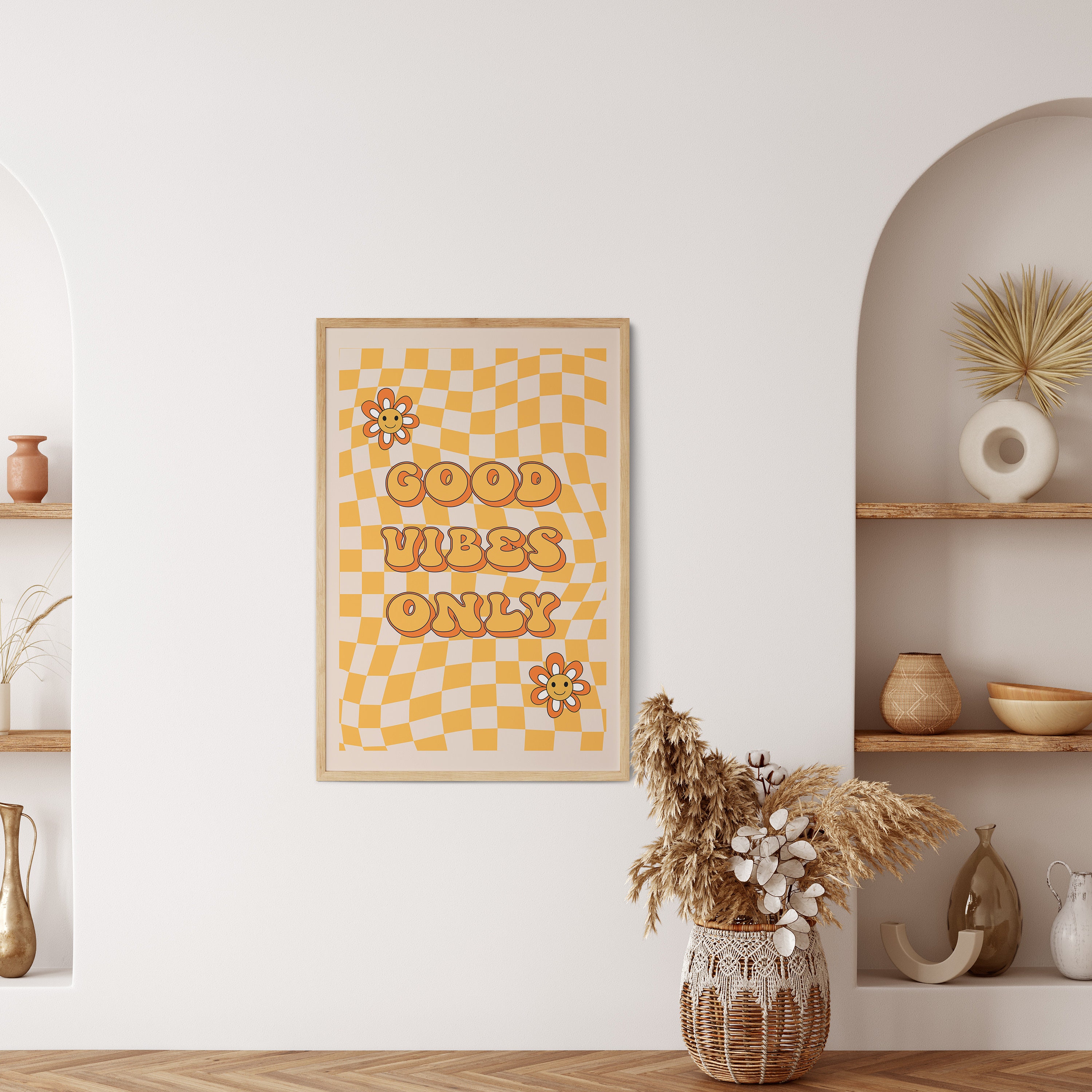 Good Vibes Only Art Poster, 70s Retro Color Print, Trippy Hippie Wall ...