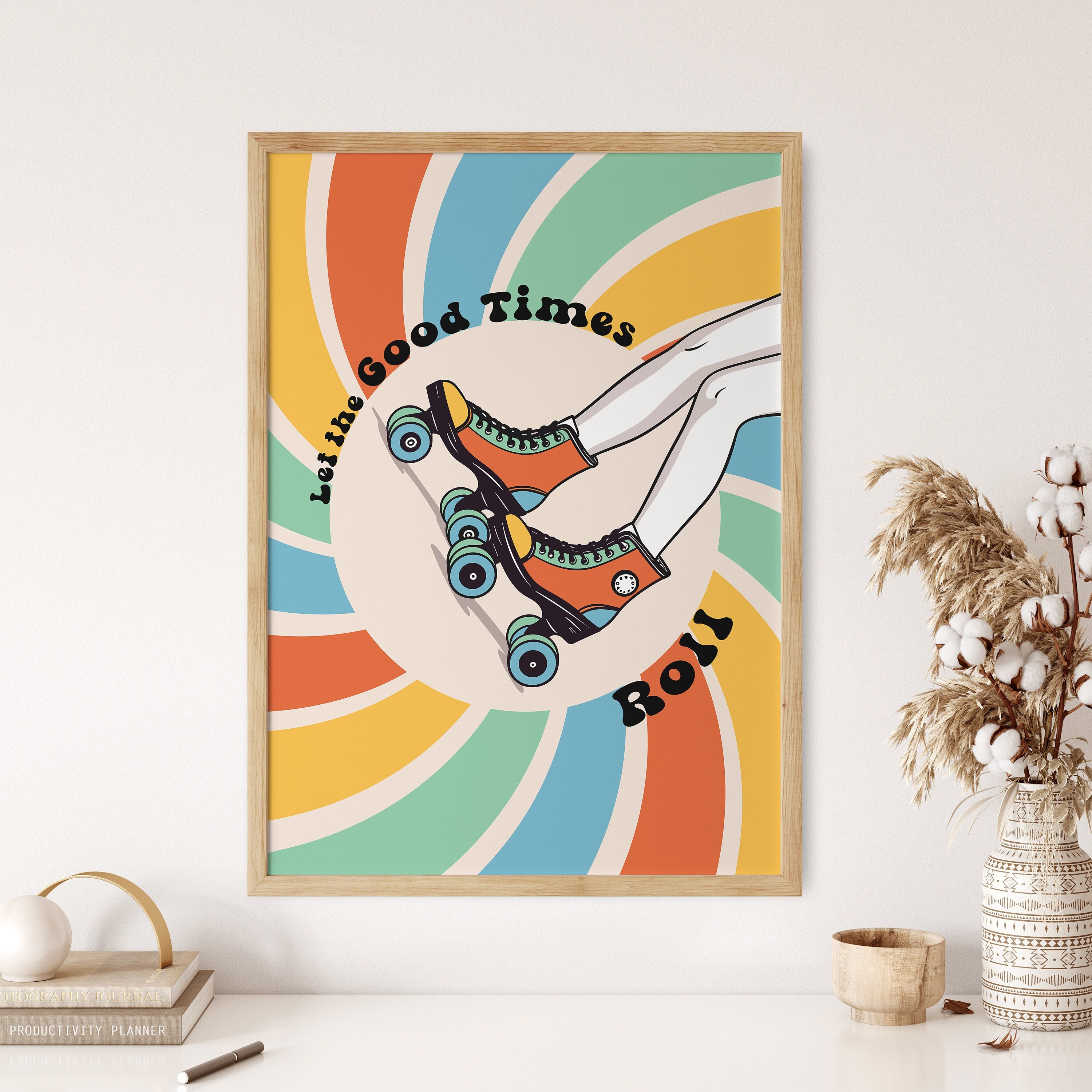 Retro Good Time Let the Good Times Roll Art Print, 70s Retro Wall Art Poster, Retro ...