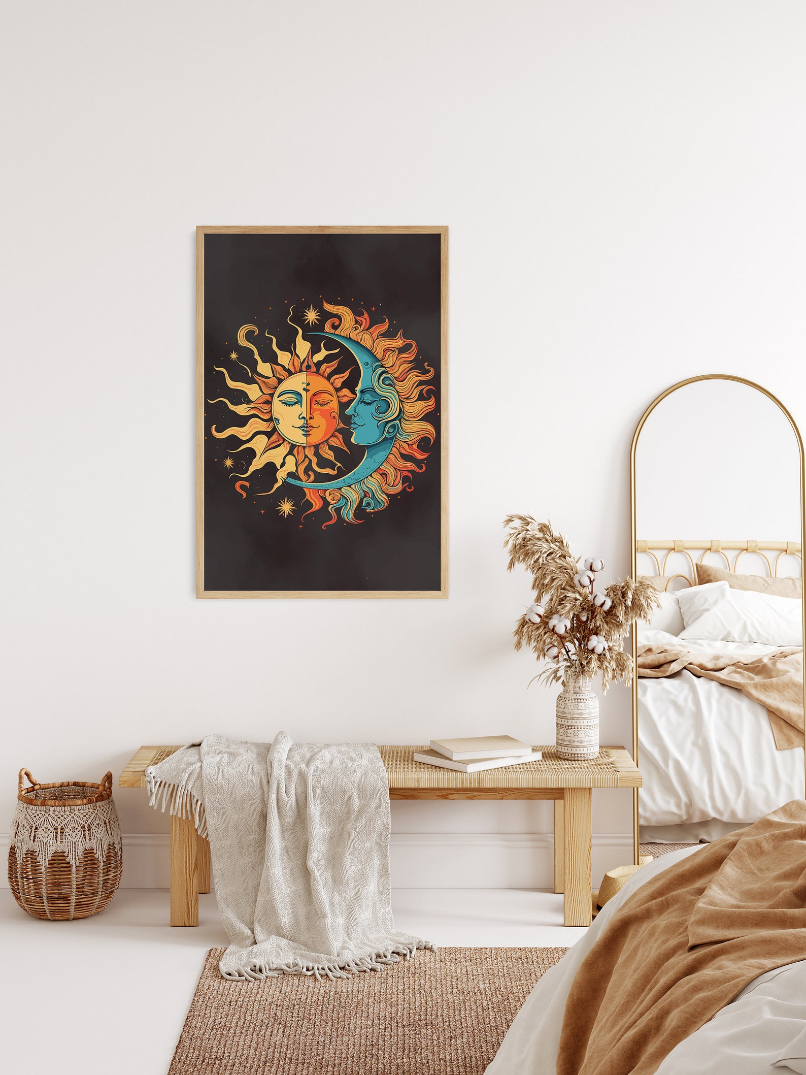 Sun and Moon Wall Art Poster, Cosmic Wall Art Decor, Celestial Art ...