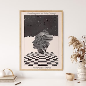 Psychedelic Wall Art, Meditation Art Poster, Surreal Art Print, Cosmic Minimalist Artwork, Retro Optical Illusion Decor, Spiritual Wall Art