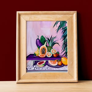 Art de fruits tropicaux, décoration de cuisine vibrante, impression d&#39;aliments colorés, décoration d&#39;intérieur maximaliste, oeuvre d&#39;art surréaliste, poster psychédélique de fruits