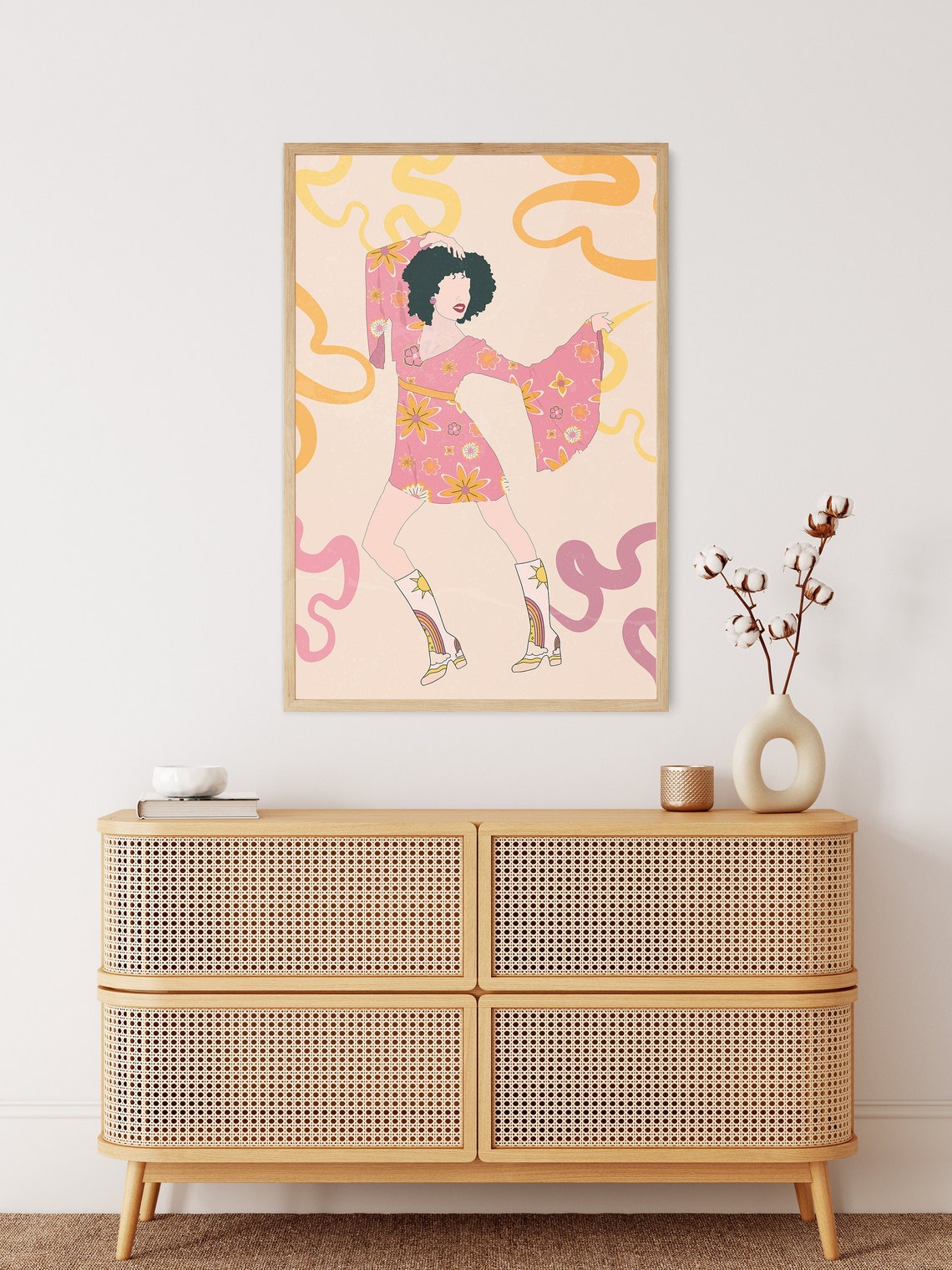 70s Wall Art Hippie Girl Wall Decor 60s Wall Hanging Etsy