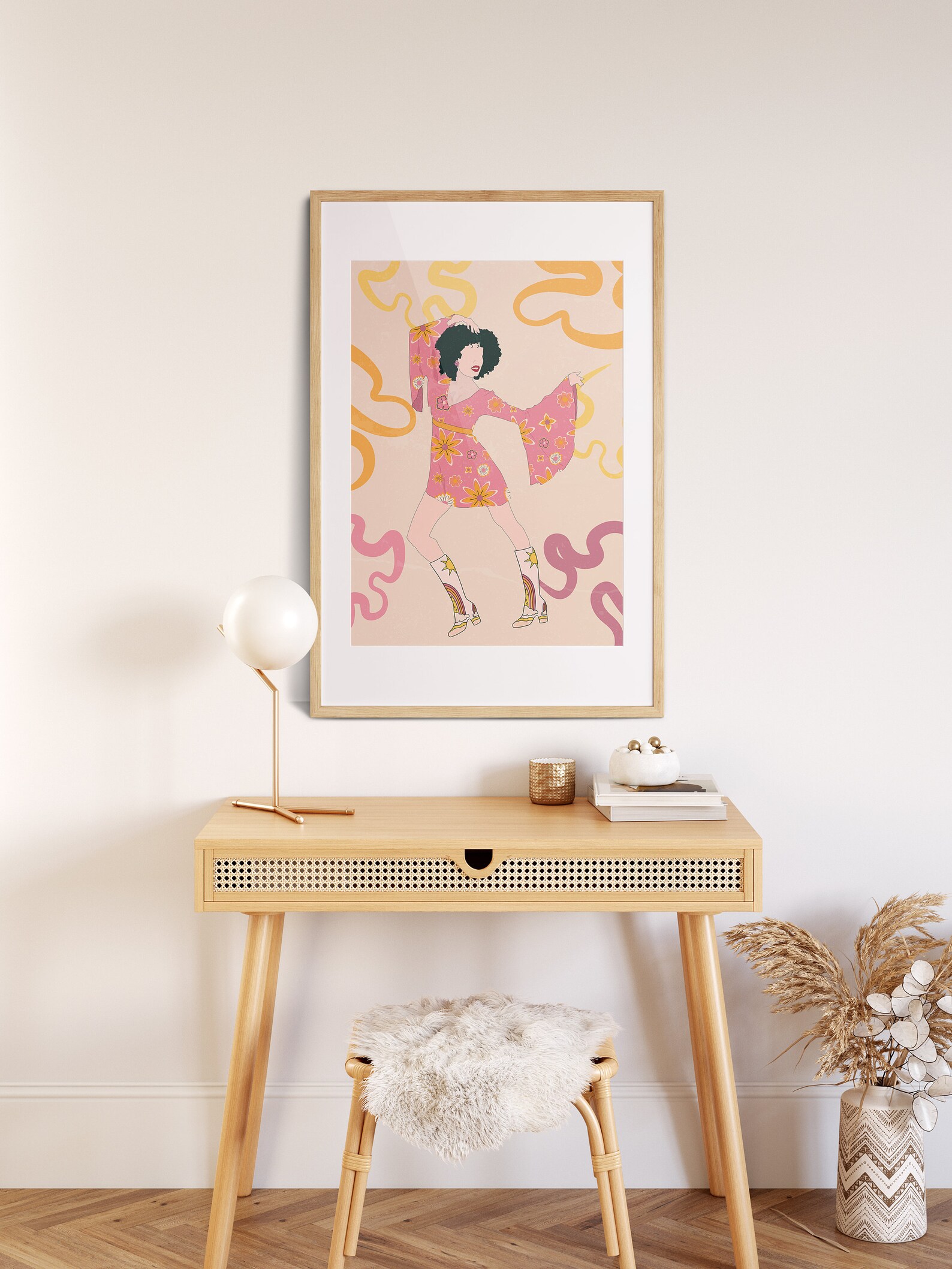 70s Wall Art Hippie Girl Wall Decor 60s Wall Hanging Etsy