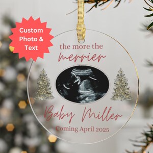 Christmas Ultrasound Ornament, Personalized Custom Sonogram Ornament for New Mom and Dad, Expecting Parents Gift for New Baby Announcement