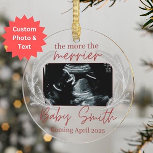Christmas Ultrasound Ornament, Personalized Custom Sonogram Ornament for New Mom and Dad, Expecting Parents Gift for New Baby Announcement