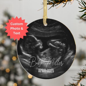 Personalized Ultrasound Ornament Personalized Custom Sonogram Ornament for New Mom and Dad, Expecting Parents Gift for New Baby Announcement