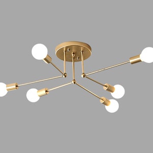 Sputnik Chandelier - Vanity Light - Hanging Light - Mid Century Lamp - Chandelier Lighting - Chandelier with Bulbs