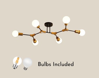 Branch Chandelier, Sputnik Chandelier, Hanging Lights, Gold Ceiling lamp, Farmhouse Chandelier, Ceiling Light, Chandelier Lighting