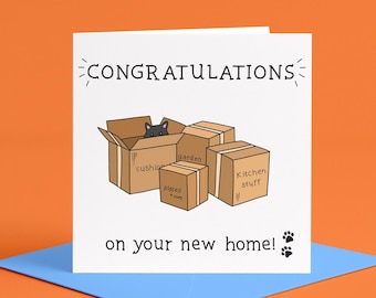 Funny Cat Lover New Home Card | Cat Themed Moving In Card, Happy New Home Card, New Home Cat Gift, Black Cat New Home Congratualtions Card