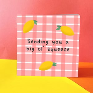 Sending you a squeeze card | sending hugs card, cute thinking of you cards, feel better soon card for her, cheer up card for best friend