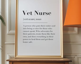 Vet Nurse Definition Print | Veterinary Nurse Print, Vet Nurse Gifts, Registered Veterinary Nurse Gift, RVN Print, Student Veterinary Nurse