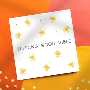 Sending Good Vibes Card | Sending Happy Thoughts, positive thoughts, positivity, thinking of you, good thoughts, happy mail, cheer up cards
