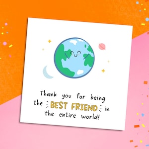 To the Best Friend in the World | Best Friend Card, Cute Bestie BFF Greeting Card, Friendship Card, Thank You To My Bestie Card, Best Friend