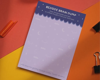 Bedside Brain Dump Notepad | insomnia gift, better sleep help, bedtime routine sleep journal, sleep hygiene gifts, journal for mental health