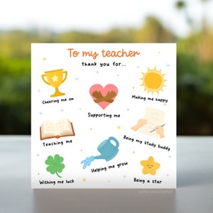Teacher Thank You Card | End of School Thank You Teacher Card, Teacher Appreciation Card for end of school, thank you for teaching me card