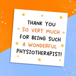 Thank You to a Wonderful Physiotherapist Card | Appreciation Card for Physical Therapy and Rehabilitation Support, Gratitude for Physio Card