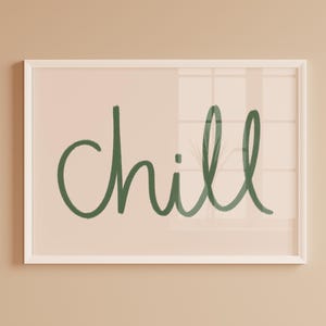Chill Sage Green Wall Art Print | Sage Green Bathroom Prints, Sage Green Bedroom Print, Sage Green Living Room Wall Art, Beige and Green Art