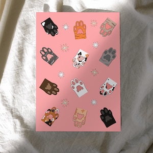 Team toe bean | Cat paw print gift for cat lover, cat lover gift for cat mum, vet nurse gift, cute cat art, cat mum birthday, pink cat print