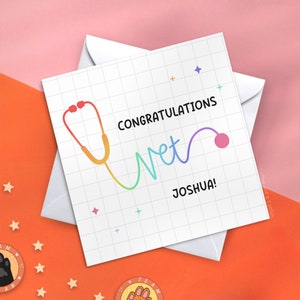 Congratulations Vet personalised card | Qualified registered vet card, for veterinary students, well done vet, personalised veterinary gifts