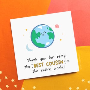 Cute Cousin Birthday Card, To The Best Cousin In The World Card, To My Cousin Birthday Card, Illustrated Card for Cousin, Thank You Cousin