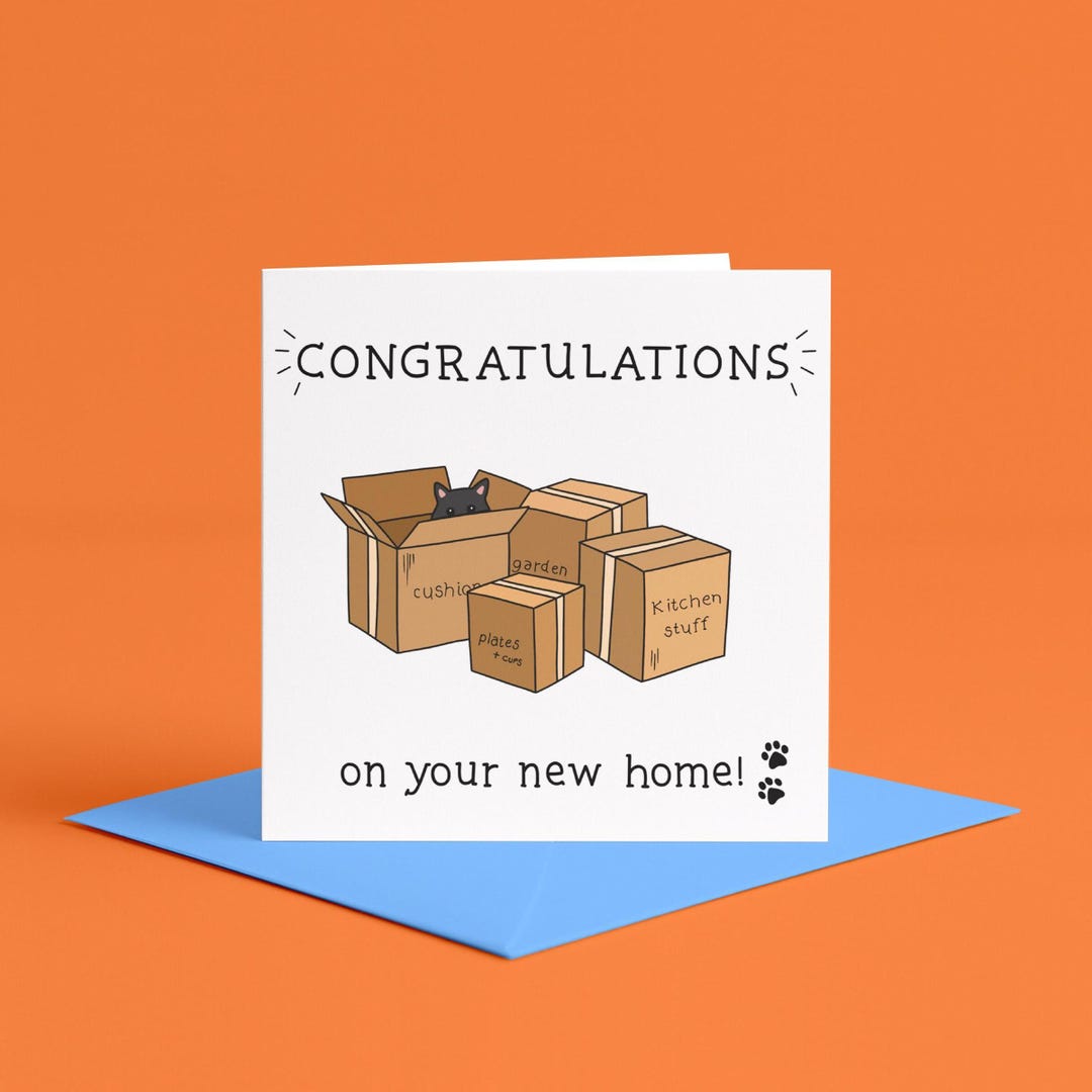 Funny Cat Lover New Home Card | Cat Themed Moving in Card, Happy New ...
