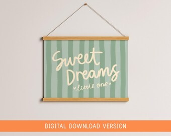 Sweet Dreams Little One Printable DIGITAL DOWNLOAD | Sage Green Vintage Nursery Prints, Sage Nursery Printable Art, Sage Digital Nursery Art