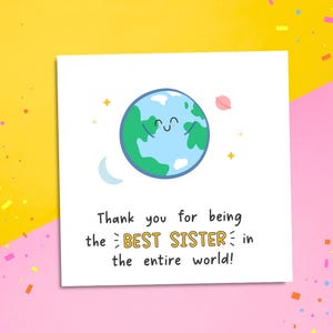 Thank You For Being The Best Sister In The World Card | Sister Birthday Card, Lil Sis Card Big Sis Card, Happy Birthday Sis Card, For Sister