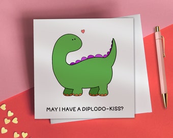 Cute dinosaur valentines card | Valentine’s Day card for him, valentines gift, cute valentines card for her, funny dino valentines day cards