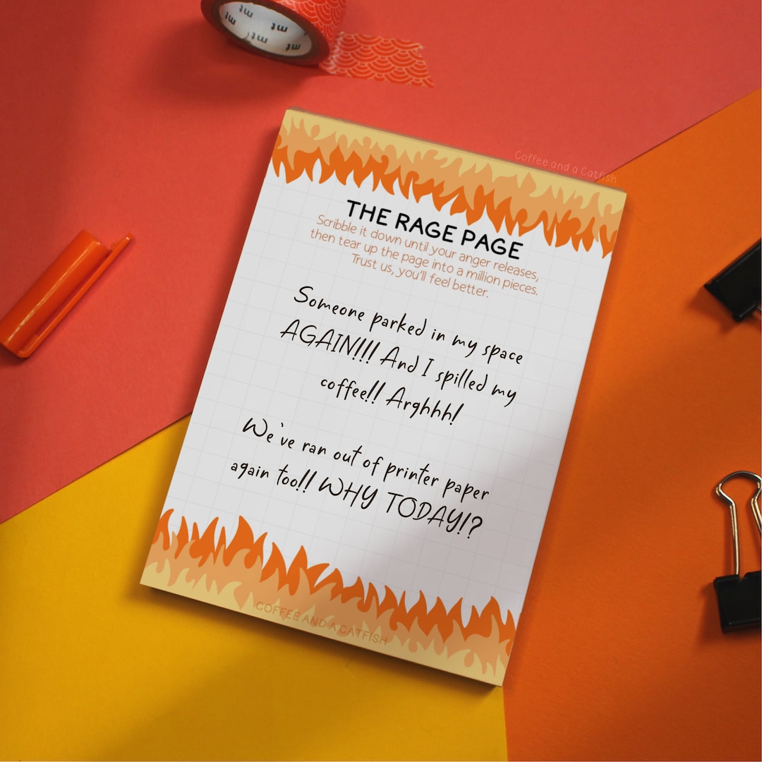 Printable Rage Journal The Rage Page A6 Notepad | Anger Management for Adults, Stress Relief ...