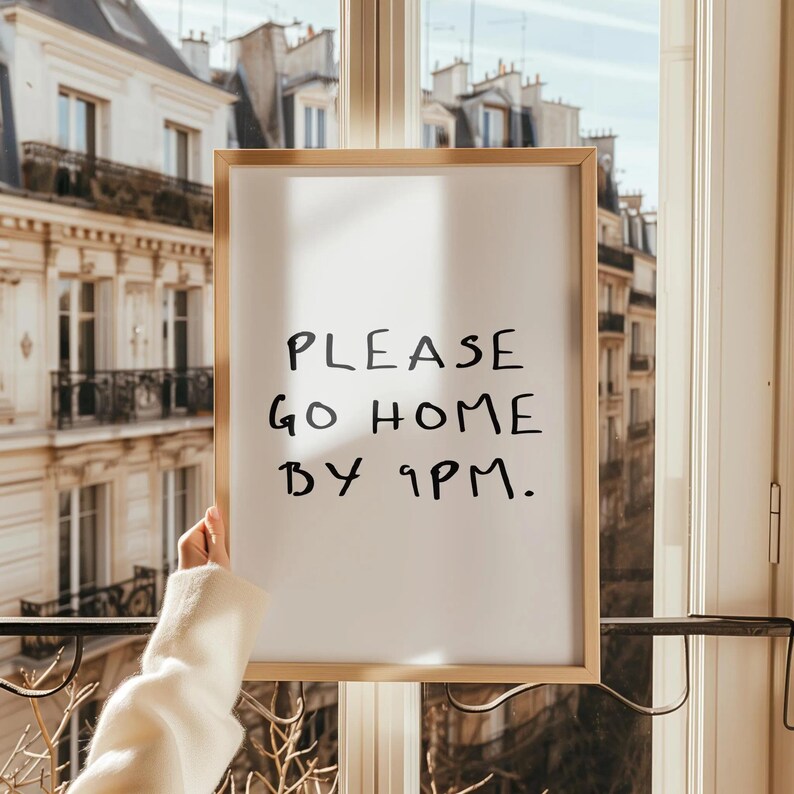 Please Leave by 9, Live Laugh Leave by 9pm, Wall Art, Prints, Wall Décor, Wall Art Living Room, Living Room Wall Art, Art Prints, Funny Wall Art, Leave by 9, funny introvert Art Prints Quotes, Large Wall Art, Wall Art Leave by 9 Typography Poster