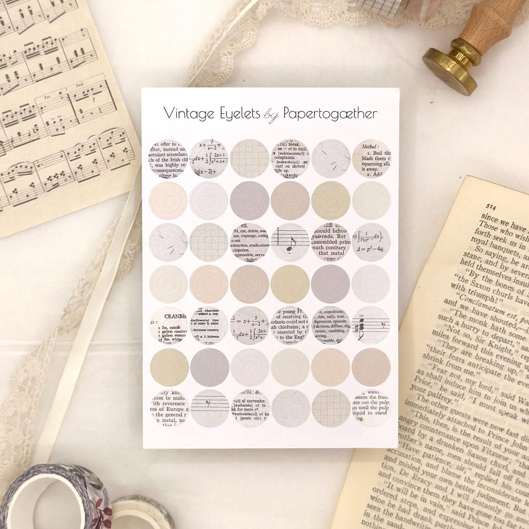 2026 Vintage Eyelets Sticker Sheet - Vintage Writing Paper Stickers for ...