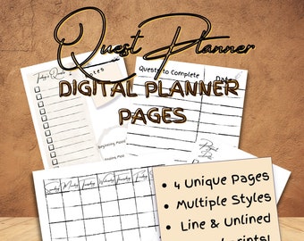 Quest Planner for Life Printable [Digital File] Includes: Calendar, Project List, Daily Quest Checklists