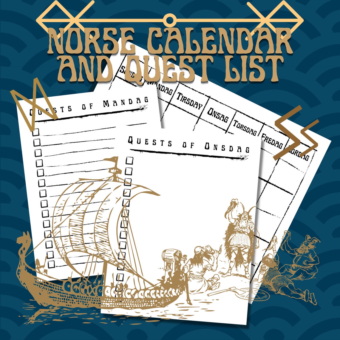 Norse Viking Calendar and Quest Checklist Pages digital File Etsy
