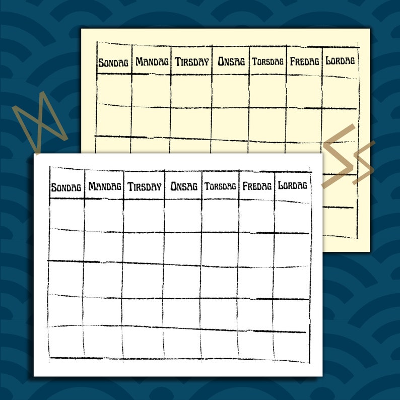 Norse Viking Calendar and Quest Checklist Pages digital File Planner