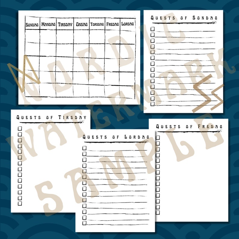 Norse Viking Calendar and Quest Checklist Pages [digital File] Planner ...