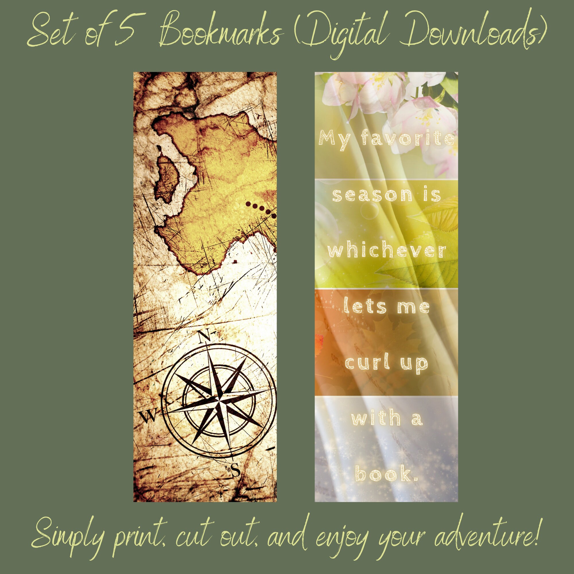Adventure Bookmarks Set of 5 instant Digital Download - Etsy