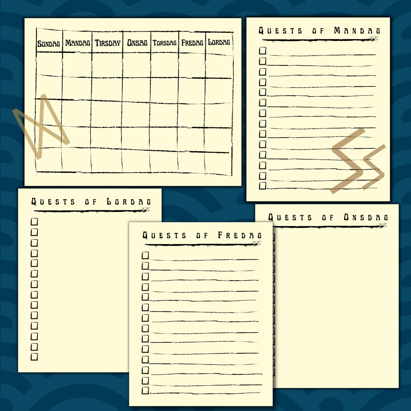 Norse Viking Calendar and Quest Checklist Pages [digital File] Planner ...