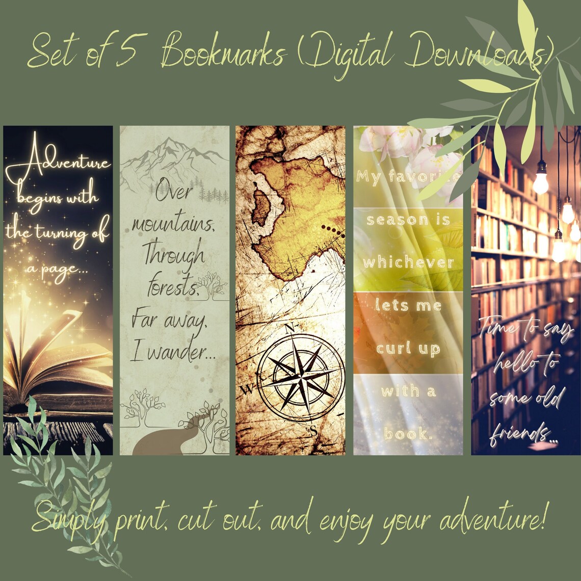 Adventure Bookmarks Set of 5 instant Digital Download - Etsy
