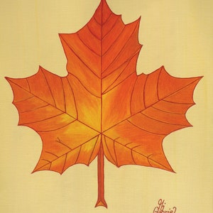 Ahornblatt Ölbild, Original, Ahornblatt Wandkunst, Ahornblatt Dekor, Herbstblattkunst, Esszimmer Dekor, Ölgemälde, Bild