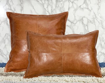 leather pillows etsy