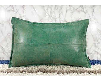 green leather pillow