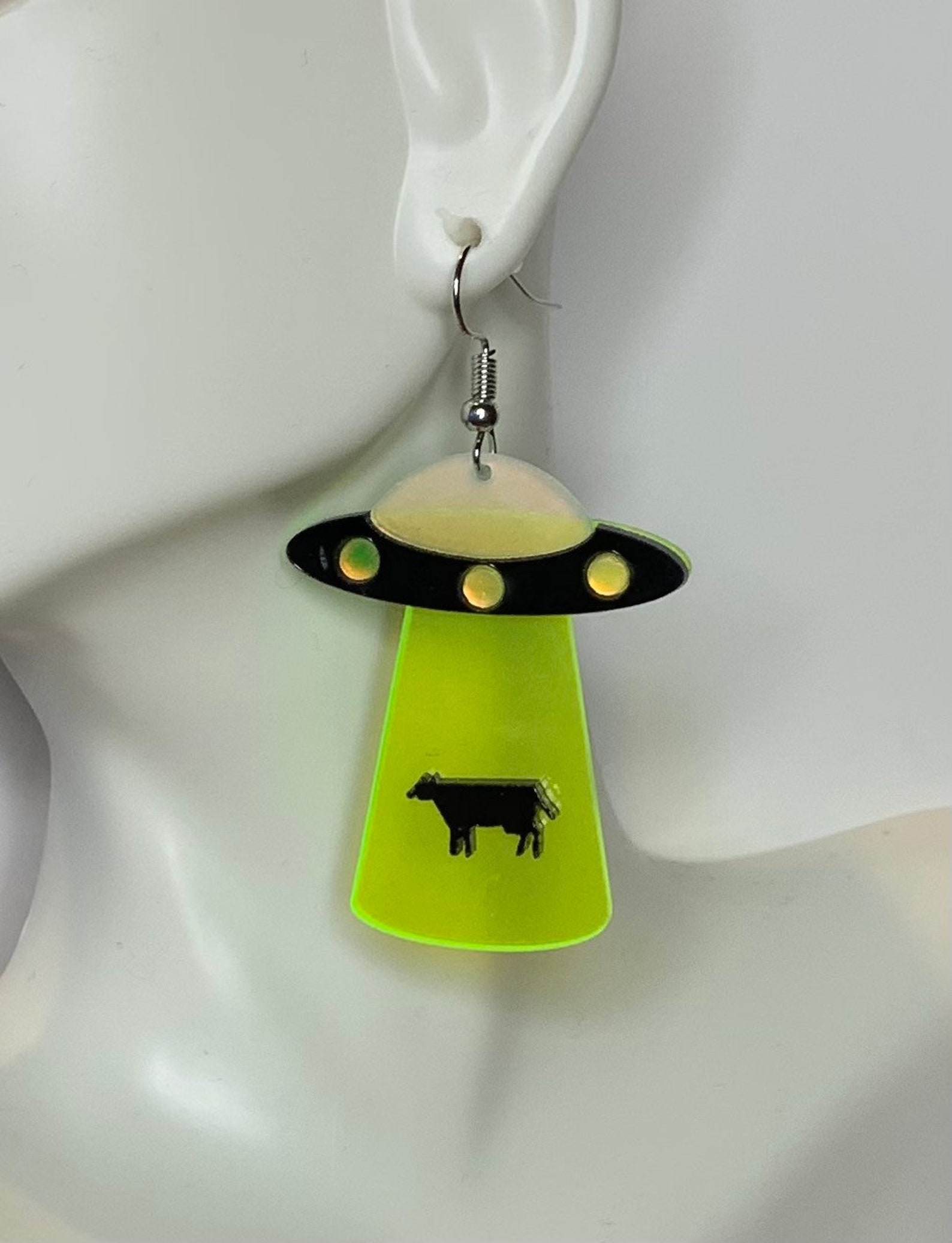 Alien Ship Drop Earrings UFO Earrings UFO Jewelry Alien Ship Etsy