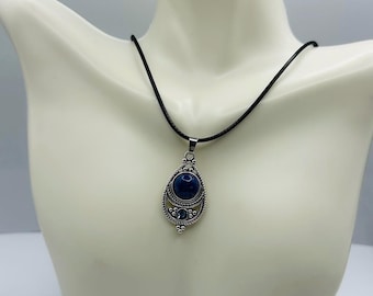 Silver and blue  pendant necklace