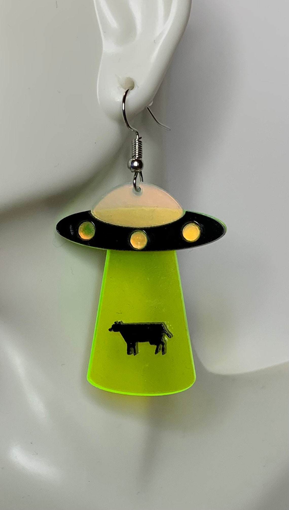 Alien Ship Drop Earrings UFO Earrings UFO Jewelry Alien Ship Etsy